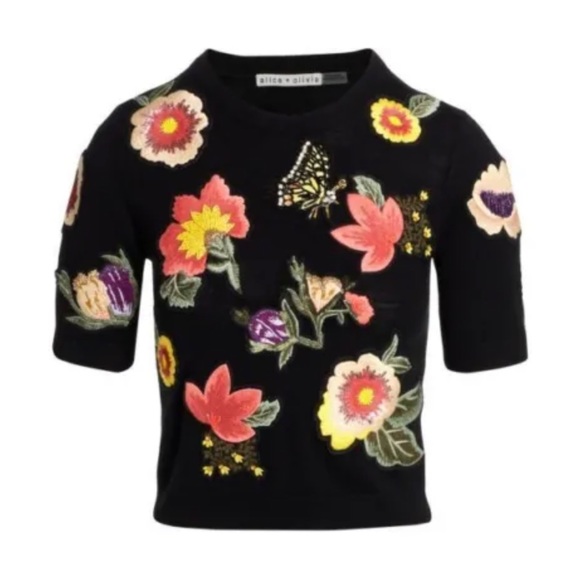 🎀SOLD🎀Alice + Olivia Ciara Floral Embellished Pullover Sweater - Picture 6 of 10
